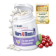 Behälter mit "Harn & Blase" Haustierkapseln (14) mit Cranberries und grünen Blättern. Text: "Für eine normale Blasenfunktion."