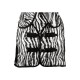 Zebra-gestreifte Haustierweste mit schwarzem Rand und Schnallen, entworfen für Haustiere, die einen stilvollen und verspielten Look zeigt.