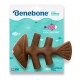 Medium fish-shaped dog chew toy by Benebone, flavored with jack salmon, with a light brown color and packaging featuring aqua waves.