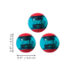 Drei durchsichtige blaue KONG-Hundebälle mit roten Enden, KONG-Logo sichtbar; Größenpfeile zeigen 2,5" / 6,3 cm an.