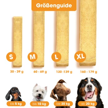 Ein Labrador Retriever mit einem Kauspielzeug, umgeben von Text: "Perfekt für drinnen," "Geruchsneutral," "Keine Flecken," "Abendliche Entspannung," "Regentage."