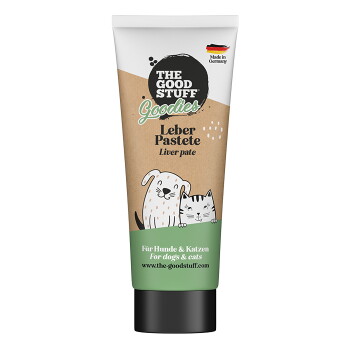The Good Stuff Goodies Tube: Leberpastete für Hunde und Katzen, Illustration von Hund und Katze, Hergestellt in Deutschland