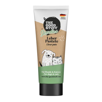 The Good Stuff Goodies Tube: Leberpastete für Hunde und Katzen, Illustration von Hund und Katze, Hergestellt in Deutschland