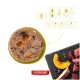 Runde BARF-inspirierte Futterscheibe mit Kürbis, Blaubeeren und Fleisch; Text 'VON BARF INSPIRIERT.' und 'FLEISCHESLUST'-Logo.