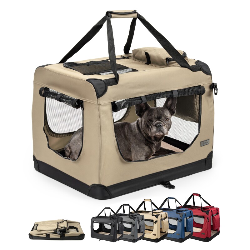 Lionto Hundetransportbox - Faltbar - Beige L
