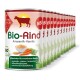 Dosen mit Bio-Rind-Hundefutter, das Amaranth und Karotten enthält, als glutenfrei, laktosefrei und für erwachsene Hunde geeignet gekennzeichnet.