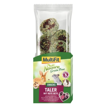 MultiFit Nature Grain Free pack with red-beet discs, 'TALER MIT ROTE BETE', small pets: rabbit, chinchilla, guinea pig.