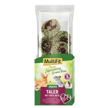 MultiFit Nature Grain Free pack with red-beet discs, 'TALER MIT ROTE BETE', small pets: rabbit, chinchilla, guinea pig.