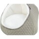 Lit pour animaux confortable avec un extérieur gris à motif hexagonal et un intérieur blanc doux, parfait pour les petits animaux.