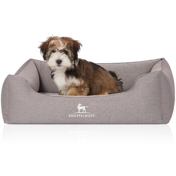 Orthopädisches Hundebett Leano aus Velours mit Handwebcharakter grau M-L