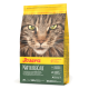 Ein gelber Josera NatureCat-Beutel mit grünen Akzenten zeigt das Gesicht einer Katze, beschriftet mit "Getreidefrei" und "ERWACHSEN," mit 89% tierischem Protein.