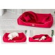 ® RUDOLPH - Orthopädisches Hundebett inkl. Schonbezug mit Hundedecke dunkelrot 1,3 m, 25 cm, 1 m