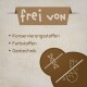 Braunes Banner mit der Aufschrift "frei von" mit Aufzählungspunkten für Konservierungsstoffe, Farbstoffe und Gentechnik, plus Icons eines DNA-Strangs und eines Kolbens.