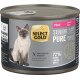 Select Gold Senior Pure Katzenfutterdose mit Bild einer Siamkatze, 72 % Pferdefleisch, getreidefreie Formel, 200 g.