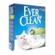 Emballage de litière pour chat Ever Clean super premium, avec un fond bleu, des accents verts et des revendications de grumeaux extra forts.