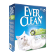 Emballage de litière pour chat Ever Clean super premium, avec un fond bleu, des accents verts et des revendications de grumeaux extra forts.