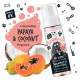 Bugalugs No Rinse Papaya & Coconut Shampoo + Conditioner Flasche mit einem Cartoon-Hund, Papaya, Kokosnuss und Etiketten für vegan und parabenfrei.