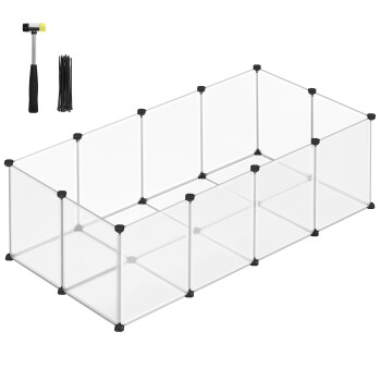 SONGMICS L-XL Freigehege mit Bodenplatten weiß 1,43 m, 73 cm, 46 cm