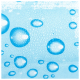 Nahaufnahme von blauen Wassertropfen auf einem hellblauen Hintergrund, die eine erfrischende und saubere Ästhetik schaffen.