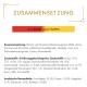 Zusammensetzung mit Rind und Huhn: enthält Fleisch, pflanzliche Eiweißextrakte, Getreide, Fisch, Mineralstoffe; 81,5% Feuchtigkeit.