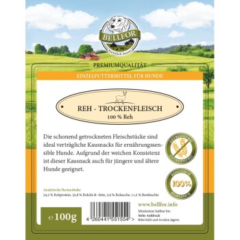 Hundesnack - Reh Trockenfleisch - 100g
