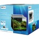 Ensemble d'aquarium avec éclairage LED, présentant un paysage aquatique luxuriant, étiqueté 'AniOne Nanocube Aquarium-Set mit LED-Beleuchtung.'