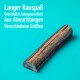 Kauartikel für Hunde auf türkisfarbenem Hintergrund, mit Text: "Langer Kauspaß, Unterstützt Zahngesundheit, Aus Abwurfstangen, Verschiedene Größen."