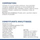 Informations nutritionnelles pour la nourriture pour animaux de compagnie, détaillant la composition, les sources de protéines et les constituants analytiques, y compris les vitamines et minéraux.