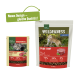 Zwei Real Nature Haustierfutterpackungen: eine kleine "WILDERNESS ADULT PURE BEEF" und eine größere Tüte, beide zeigen eine Katze und Nährwertinformationen.