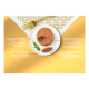 Assiette blanche avec mousse GOURMET GOLD pour chat, fourchette dorée et basilic sur fond doré avec texte produit en français/néerlandais.