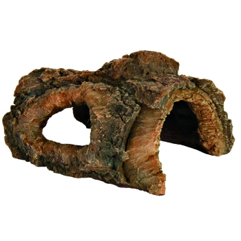 Aquariendekoration Baumstamm-Höhle 15 cm Ein realistisches, strukturiertes Haustierversteck, das einem natürlichen Baumstamm ähnelt, mit zwei Öffnungen für den Eintritt und Austritt von Haustieren.
