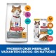 Hill's Science Plan kattenvoer voor gesteriliseerde katten, met een kat op de verpakking, met details over kippen smaak en voedingsvoordelen.