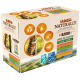 IAMS Naturally Katzenfutterbox mit Foto einer getigerten Katze, '1+ Adult' und dem Text 'Land & Sea Collection 12 x 85g = 1.02 KG'.