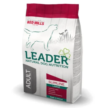 Leader Natural Dog Nutrition Slimline formula for large dogs, featuring turkey, low calories, and natural ingredients. Made in Ireland.