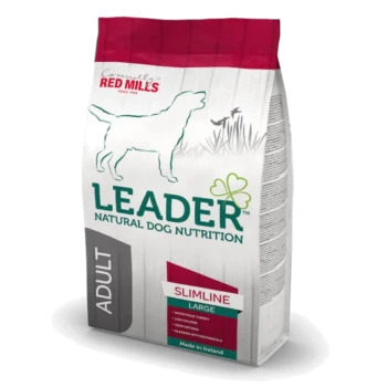 Leader Natural Dog Nutrition Slimline formula for large dogs, featuring turkey, low calories, and natural ingredients. Made in Ireland.