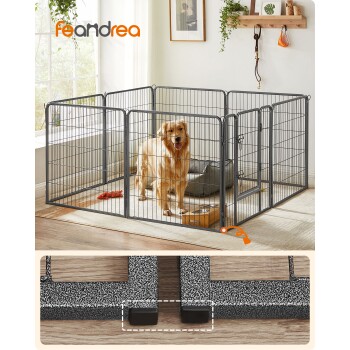 L-XXL Hundezaun 8 Platten transportabel grau 1,6 m, 1,6 m, 80 cm
