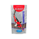 Eine Tasche mit KI-JA-KO Premium Koi-Futter, die einen bunten Koi-Fisch auf der Vorderseite zeigt, als Natur-Snack gekennzeichnet, von Aquaris.