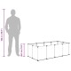 Silhouette einer 180 cm großen Person neben einem 46,5 cm hohen rechteckigen Haustier-Spielgehegerahmen.