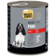 Sélectionnez la boîte de nourriture pour chien Select Gold Adult Pure saveur bœuf, 70 % de protéines animales, formule sans céréales, 800g, avec une image de chien noir et blanc.