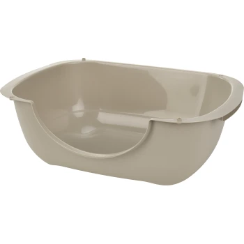 Katzentoilette Bella Mix & Match beige Eine beige Kunststoff-Tierstreu-Box mit glattem Innenraum und abgerundeten Kanten, entworfen für einfache Reinigung und Komfort.