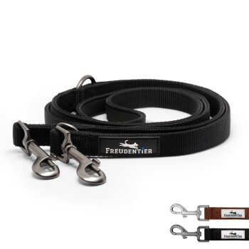 Hundeleine 2m, gepolstert & verstellbar schwarz/ grau/ grün 2,5 cm