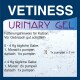 Vetiness Urinary Gel für Katzen, mit Anwendungshinweisen auf Deutsch, die die Dosierung basierend auf dem Gewicht detailliert und betont, gut vor der Anwendung zu schütteln.
