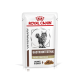 Royal Canin Veterinary Gastrointestinal Fibre Response Katzenfutterbeutel, mit einem Katzenbild, beschriftet mit "Chunks in Gravy."