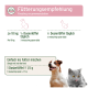 Fütterungsempfehlung — Hund und Katze, pro 10 kg: ½ Messlöffel täglich; 1 Löffel ≈ 1,5 g.