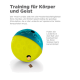 Buntes Treat Tumble Hundespielzeug in Form eines Balls, mit Text über geistige und körperliche Stimulation für Hunde.