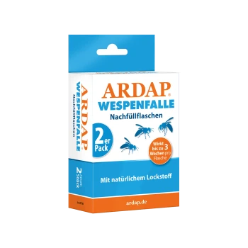 ARDAP Wespennest Nachfüllflaschenpack, das 2 Nachfüllflaschen enthält, behauptet, bis zu 3 Wochen pro Flasche mit natürlichem Lockstoff zu wirken.