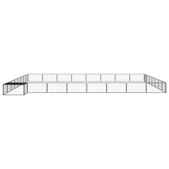 Schwarzes Metall-Haustierspielgehege mit mehreren Paneelen, die in rechteckiger Form angeordnet sind, ideal zur sicheren Unterbringung von Haustieren.