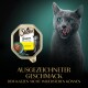 Sheba Sauce Collection Katzenfutterverpackung, 85g, mit Huhn in Kräutersauce und dem Text: "Ausgezeichneter Geschmack, dem Katzen nicht widerstehen können."