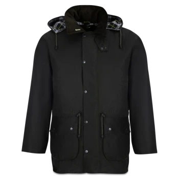 Schwarze wasserdichte Hundespaziergangsjacke mit kariertem Kapuzenfutter und Fronttaschen, für Tierhalter entworfen.