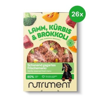 Schonend gegartes Frischemenü Lamm, Kürbis & Brokkoli 26x400 g